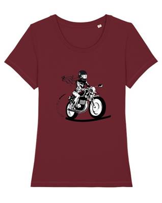 Fille Au Guidon TEE-SHIRT MOTARDE BORDEAUX